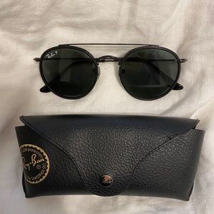 Black Rayban round double bridge sunglasses